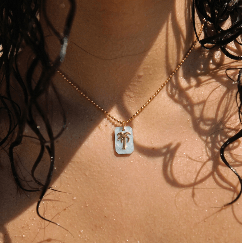 Aura Palm Acrylic Tag Necklace