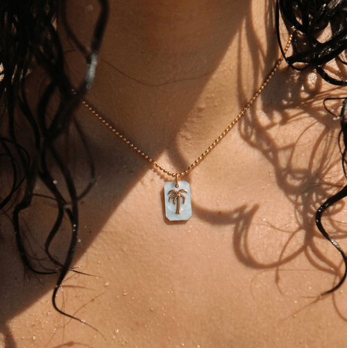 Aura Palm Acrylic Tag Necklace