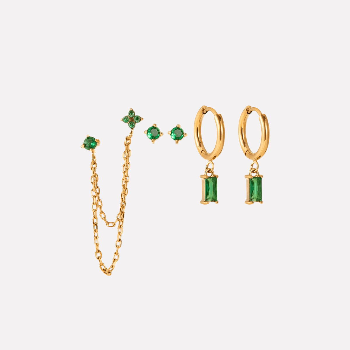 Vera Earrings‑Gold‑Green