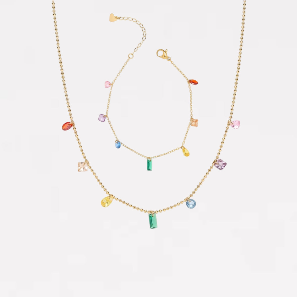 Rainbow Drop Bracelets+Necklace | Jewelry Set