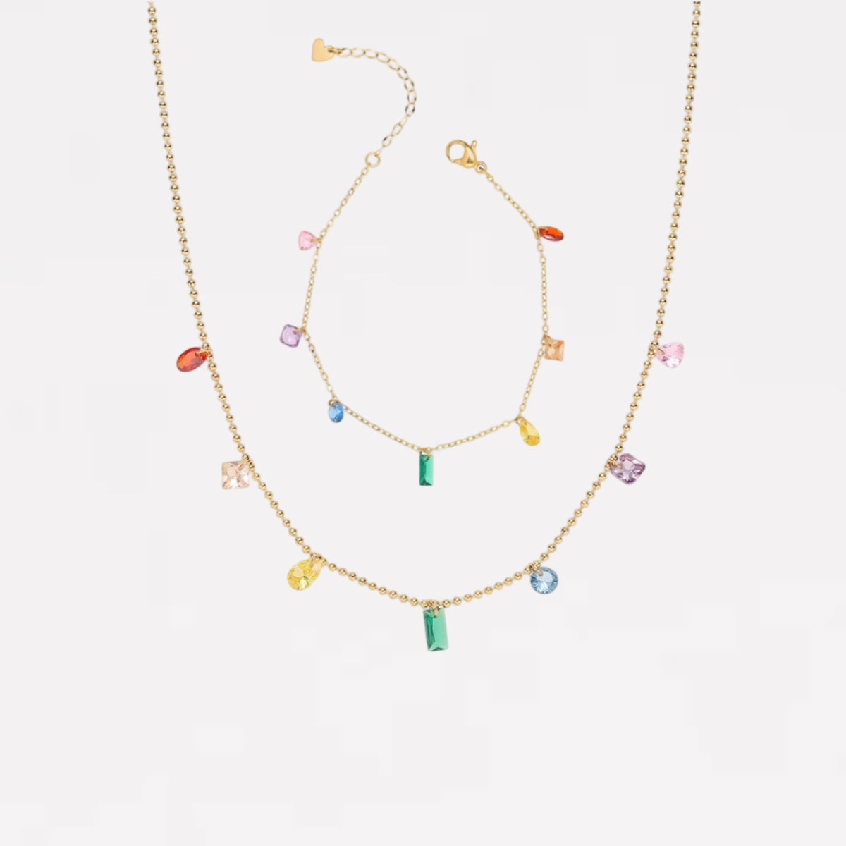 Rainbow Drop Bracelets+Necklace | Jewelry Set