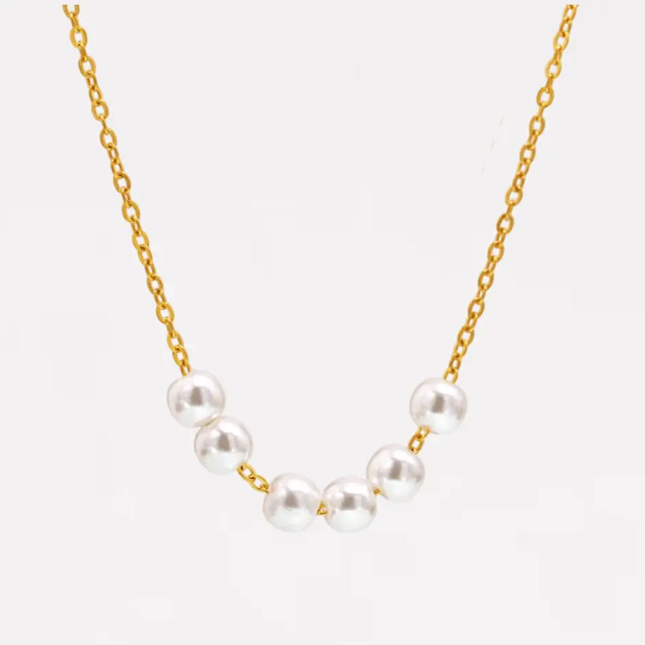 Six Pearl Station Chain Necklaces