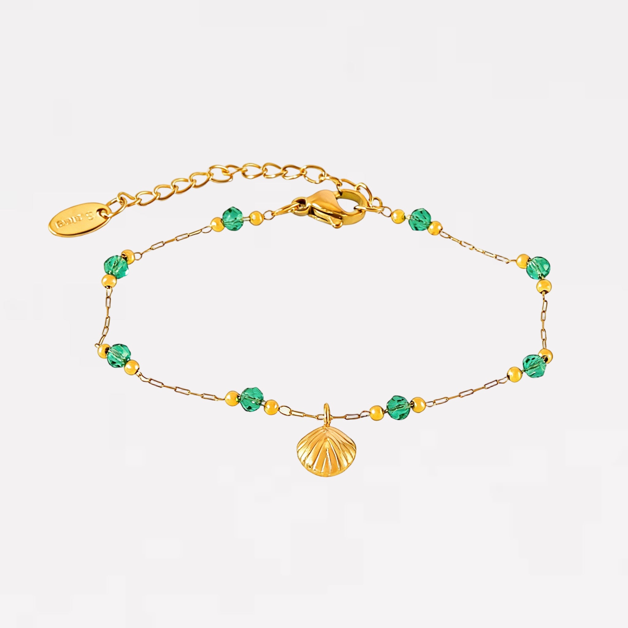 Emerald Crystal Shell Bracelet