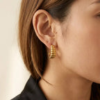 Ripple Ridge C-Hoop Earrings