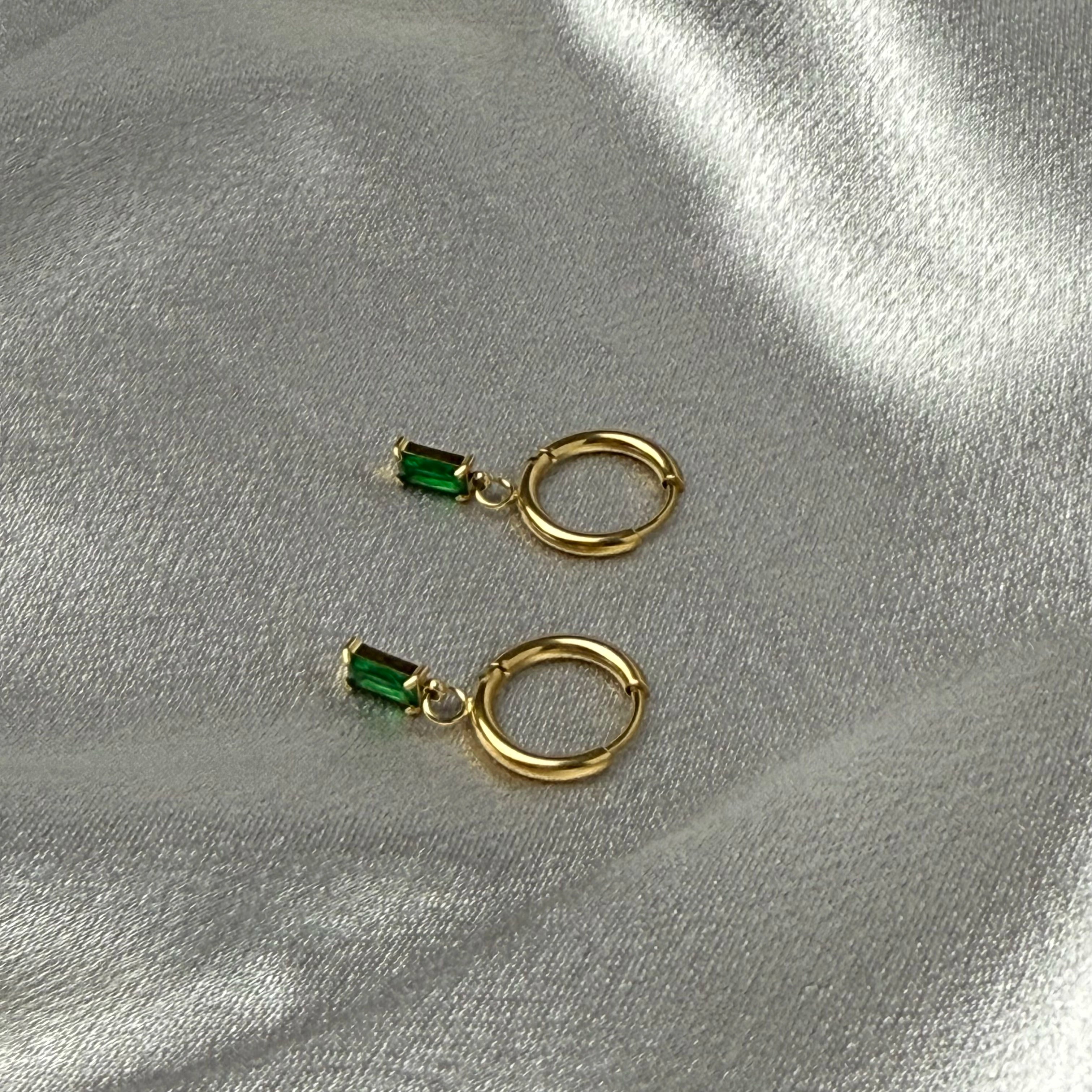 Emerald Baguette Earrings