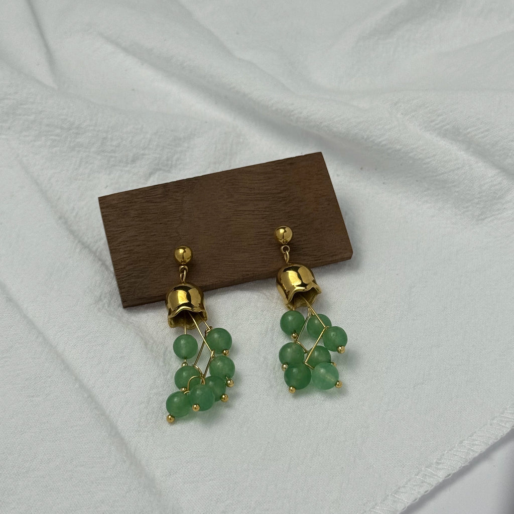 Mint Green Aventurine Bell Earrings