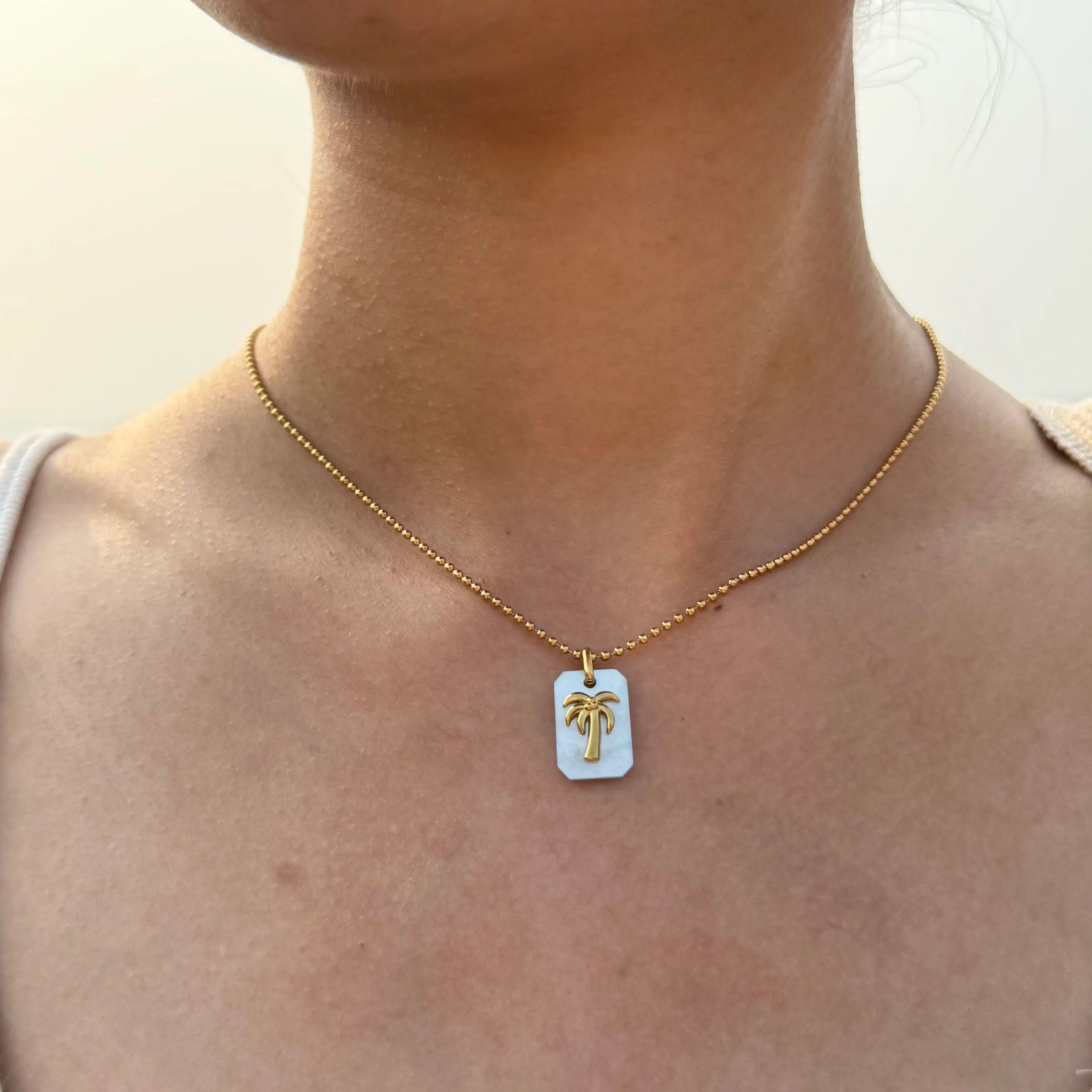 Aura Palm Acrylic Tag Necklace