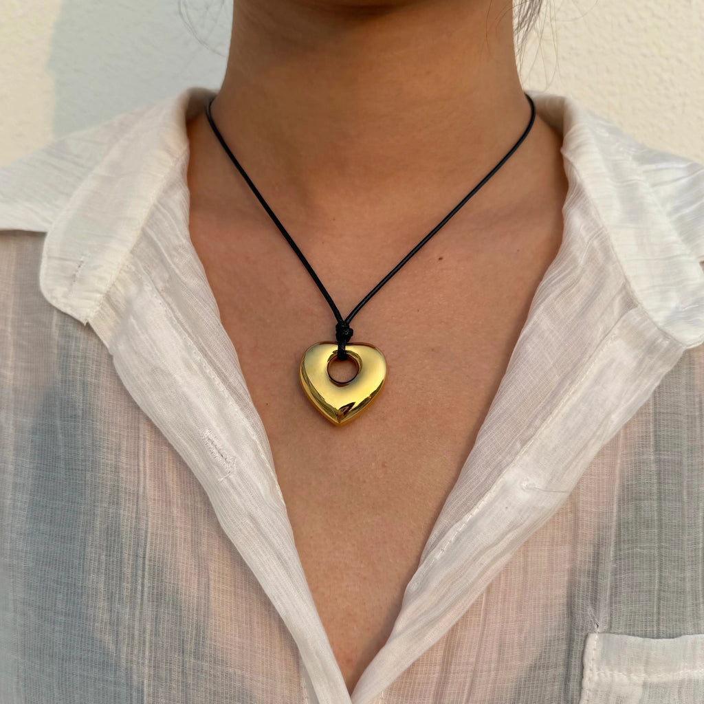 Hollow Heart Cord Adjustable Necklaces