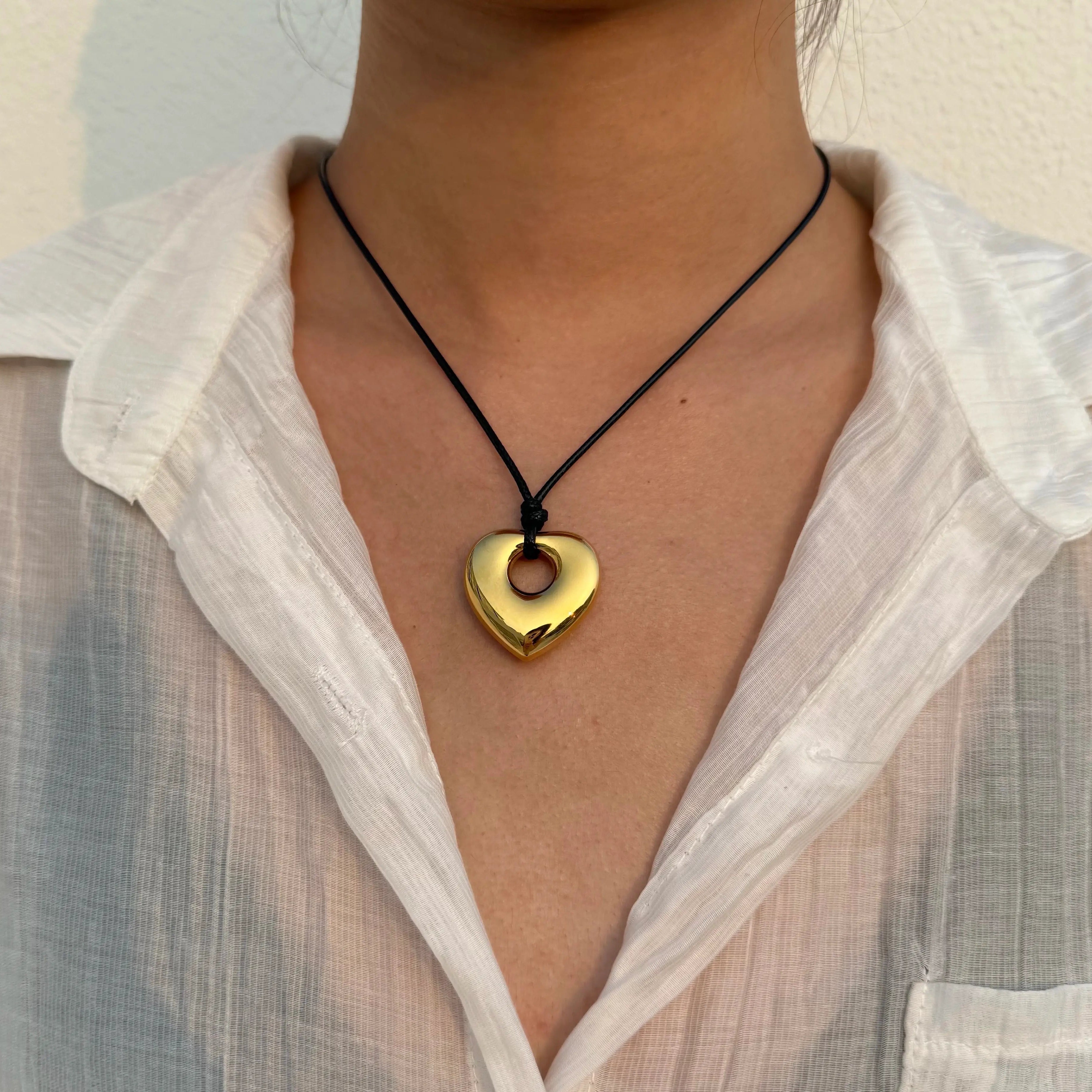 Hollow Heart Cord Adjustable Necklaces