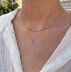 Opal Teardrop Layered Paperclip Necklaces