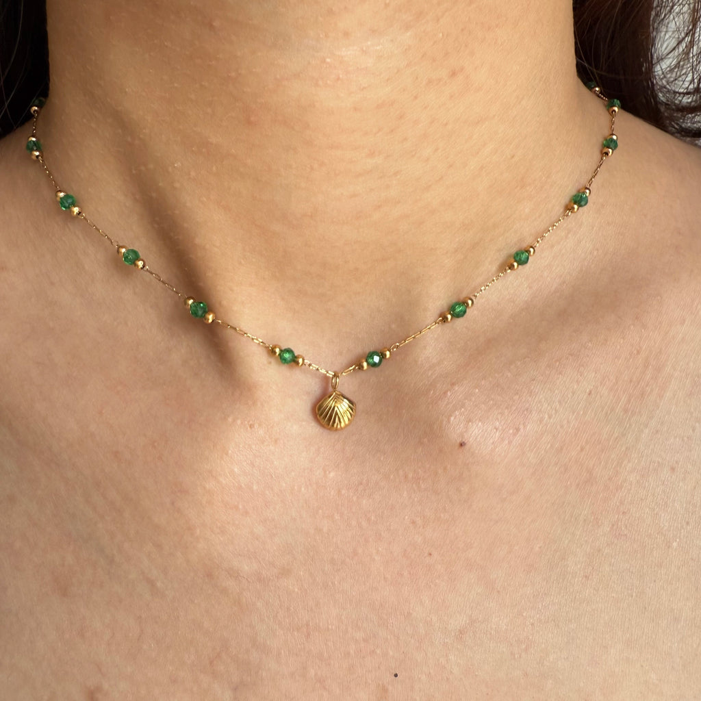 Emerald Crystal Shell Necklaces