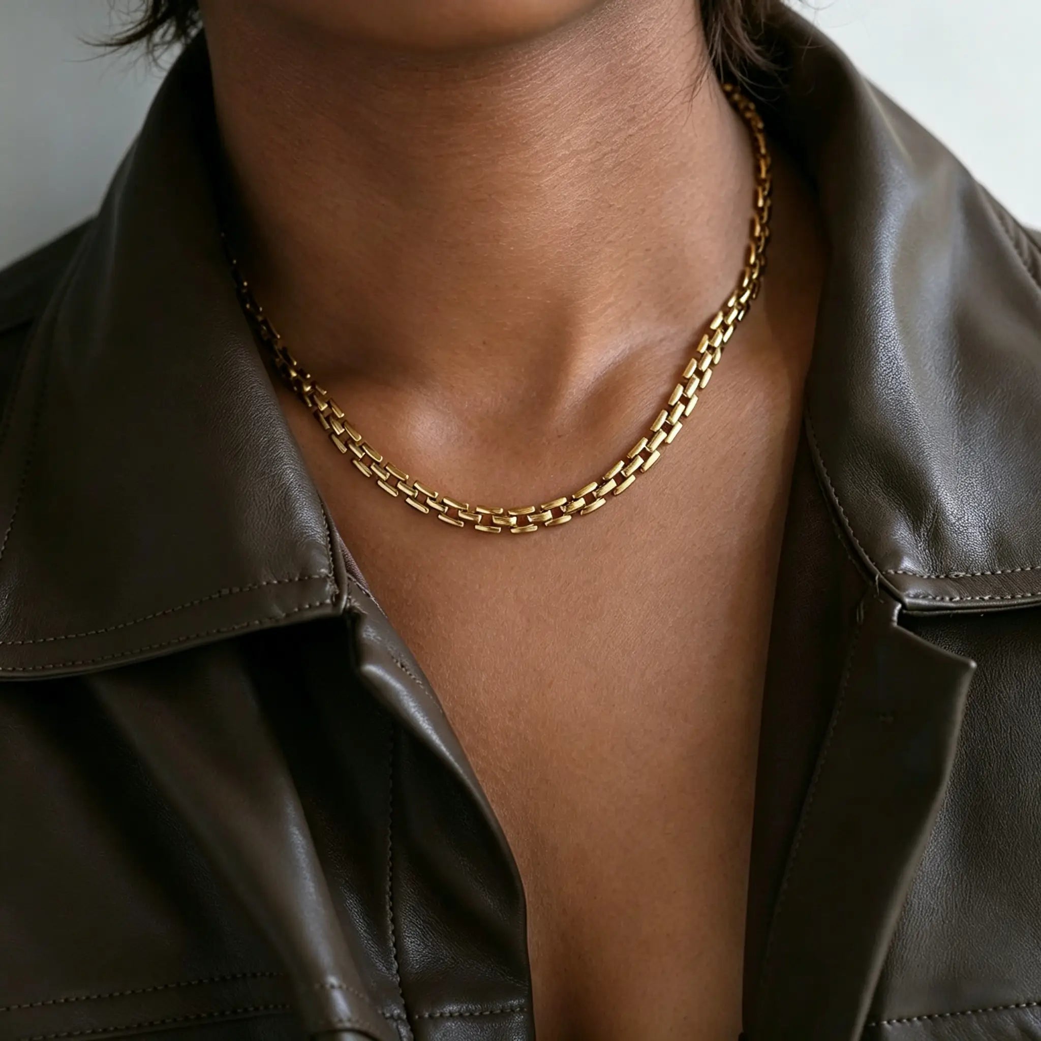 Bold Watch Link Choker Necklaces