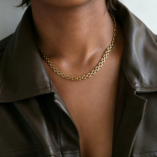 Bold Watch Link Choker Necklaces
