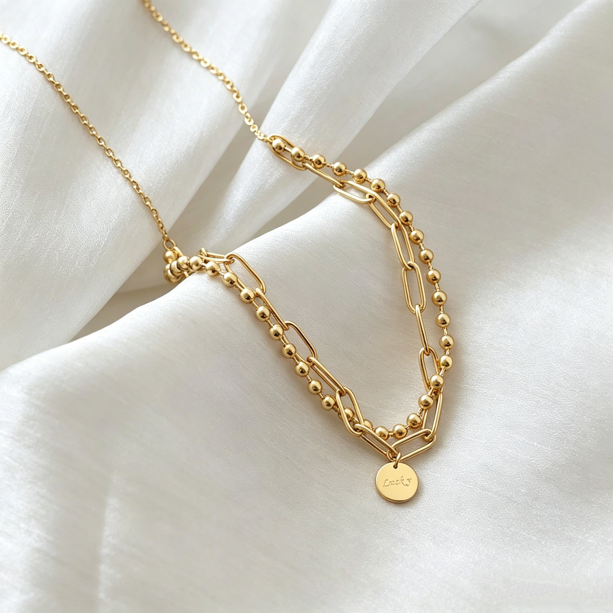 Lucky Charm Layered Station Necklaces