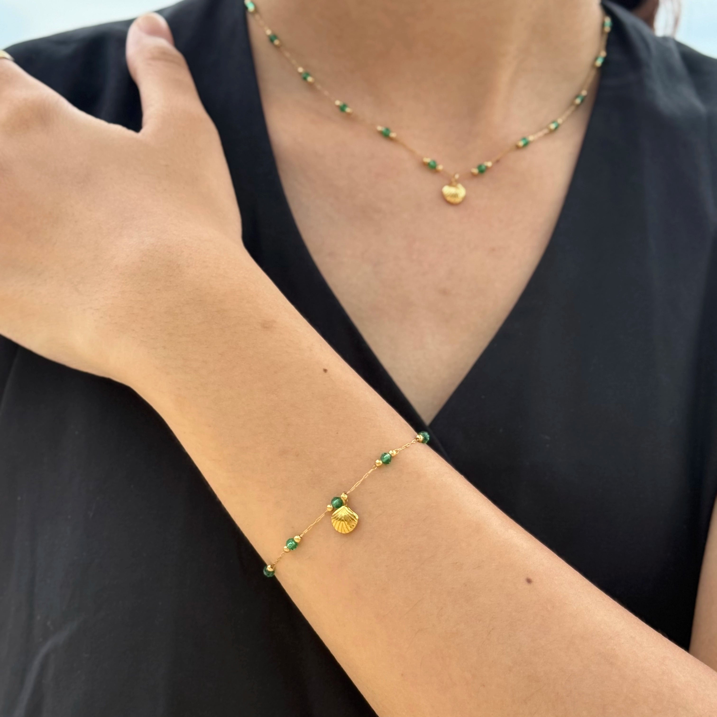 Emerald Crystal Shell Bracelet