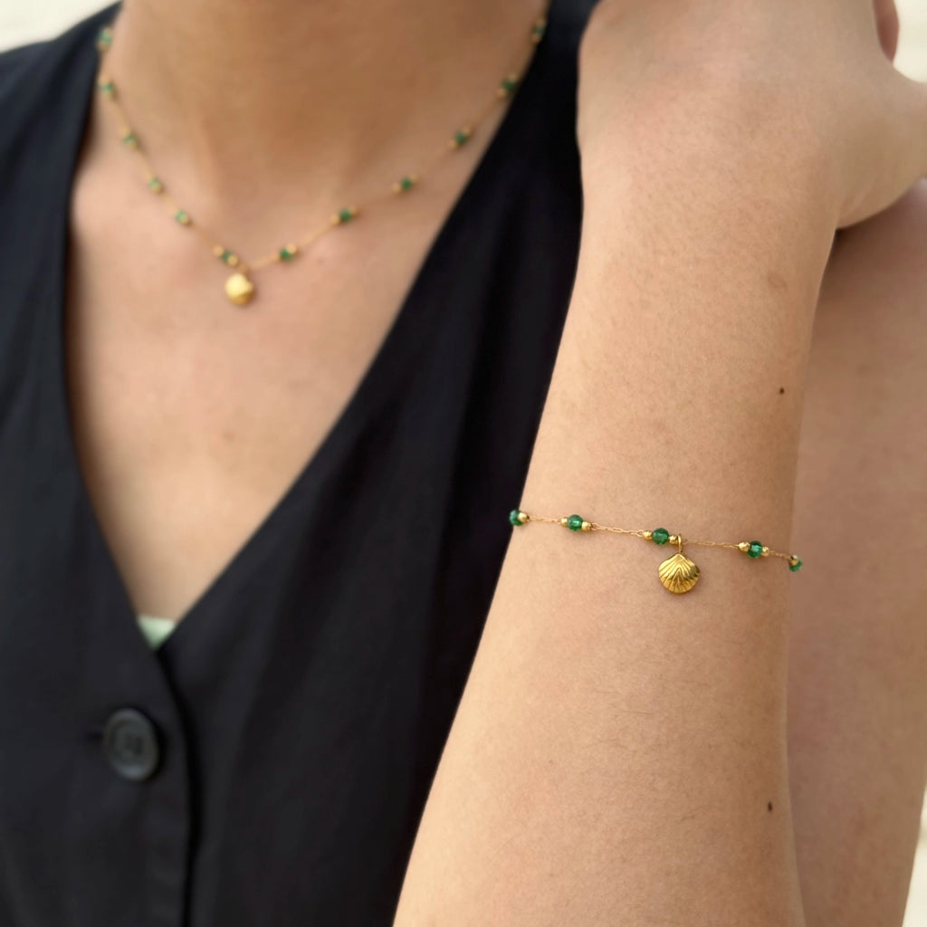 Emerald Crystal Shell Bracelet