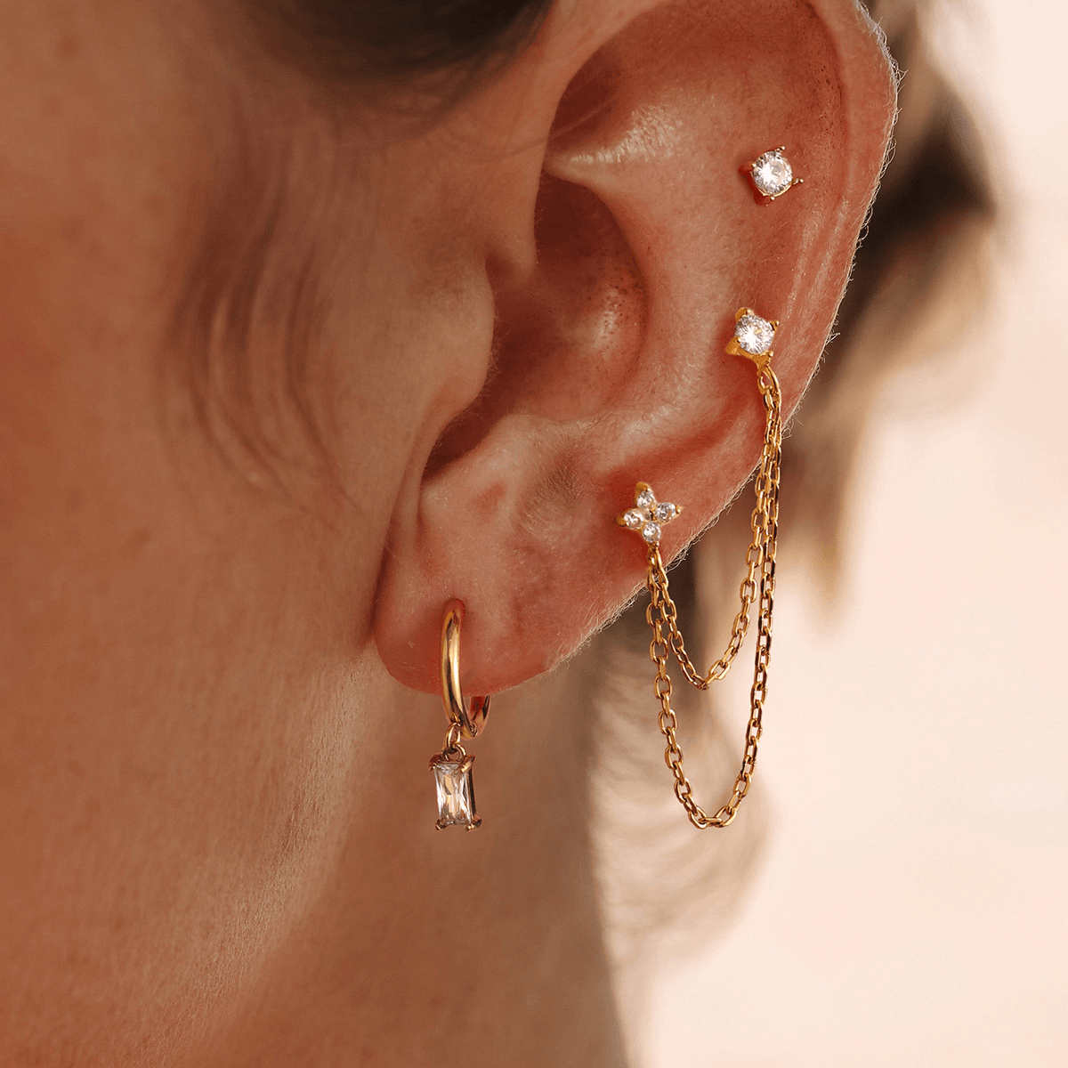 Vera Earrings‑Gold‑Clear