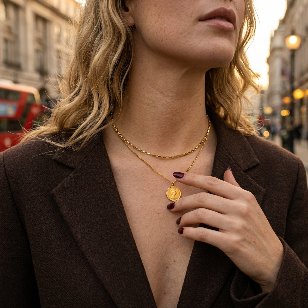 Queen Elizabeth Coin Layered Necklaces