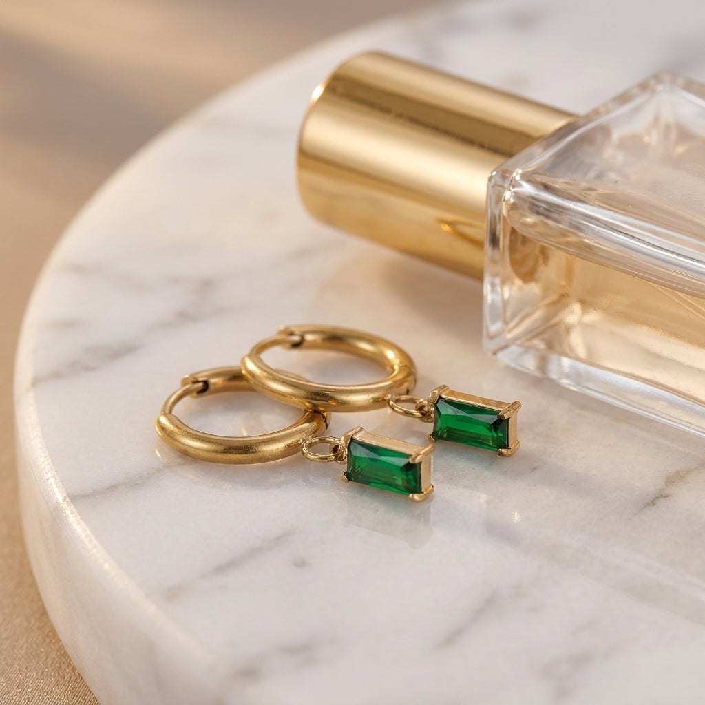 Emerald Baguette Earrings