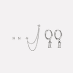 Vera Earrings‑Silver‑Clear