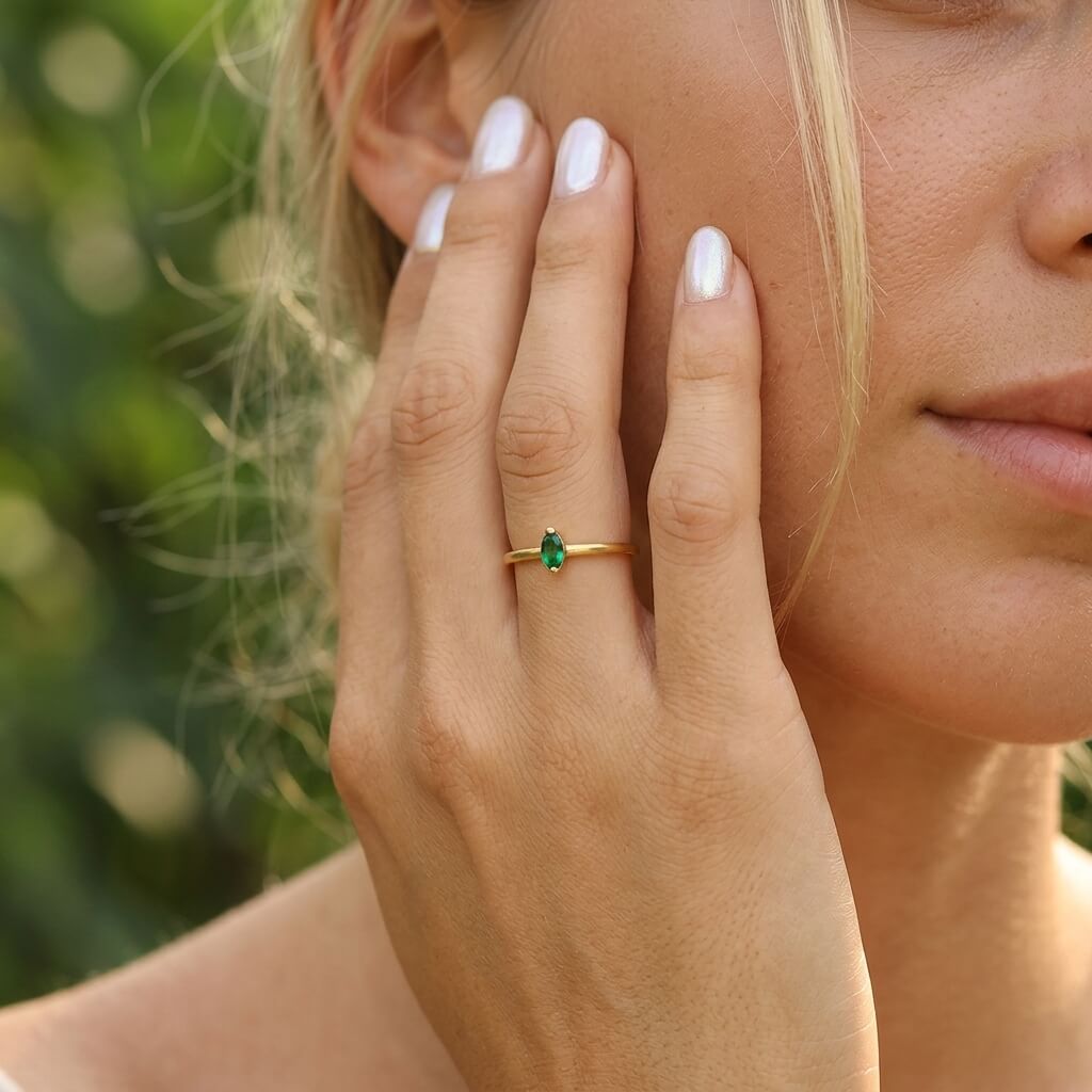 Emerald Drop Ring