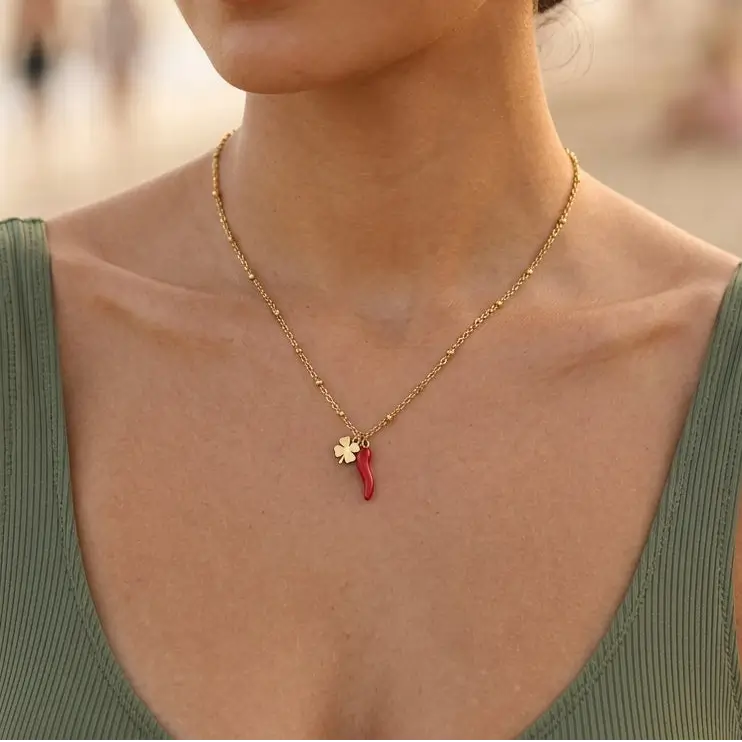 Lucky Chili Clover Station Necklaces