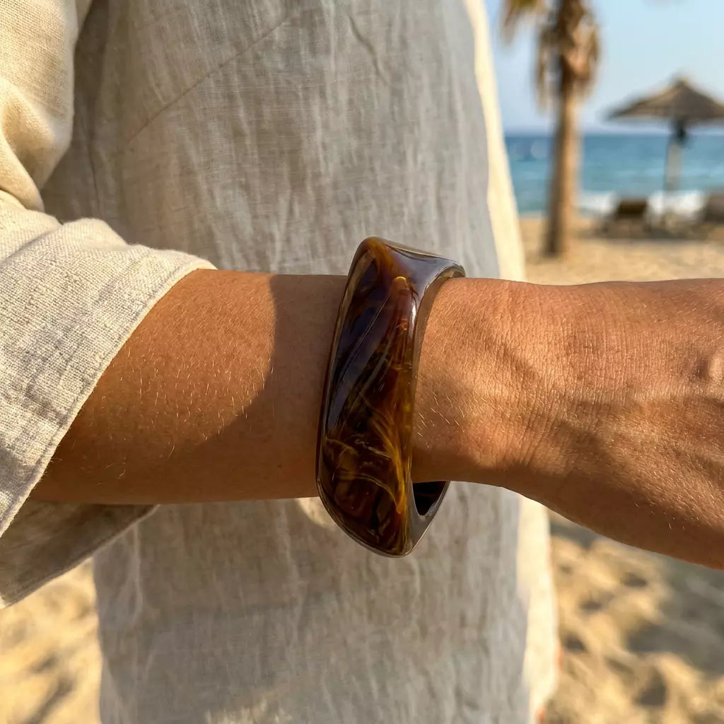Amber Swirl Resin Bangle