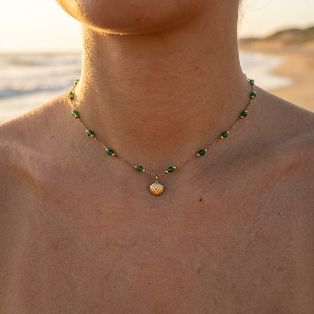 Emerald Crystal Shell Necklaces