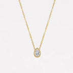 Bezel-Set Teardrop CZ Solitaire Necklaces