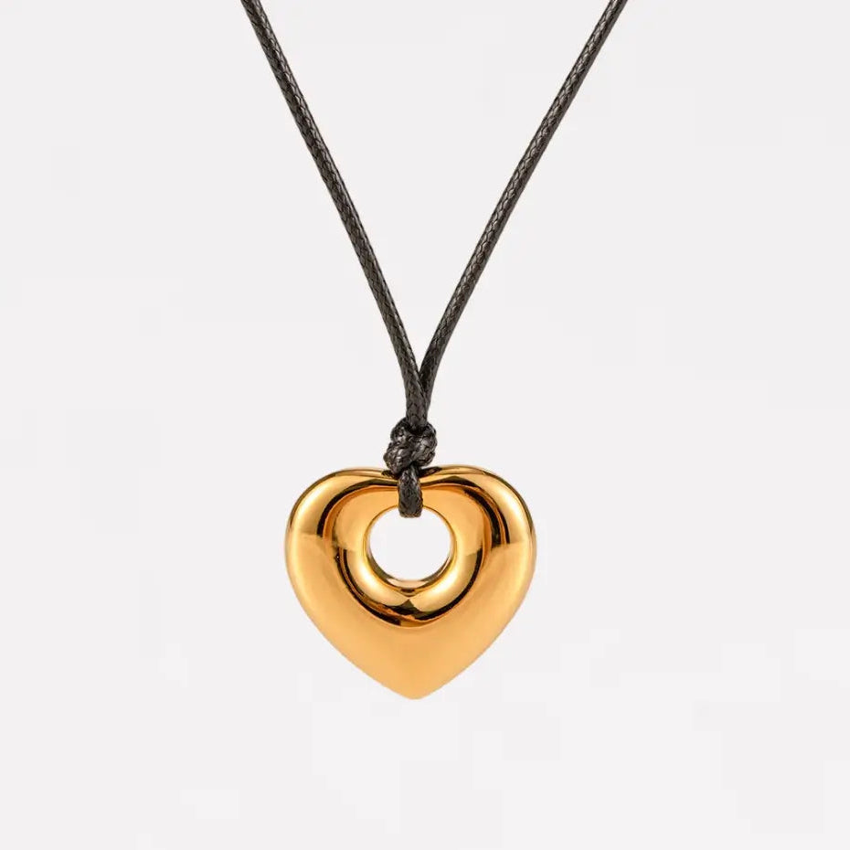Hollow Heart Cord Adjustable Necklaces