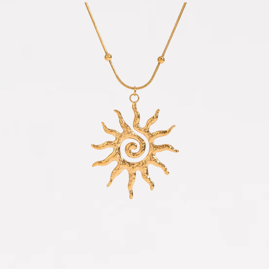 Hammered Sun Spiral Choker Necklaces