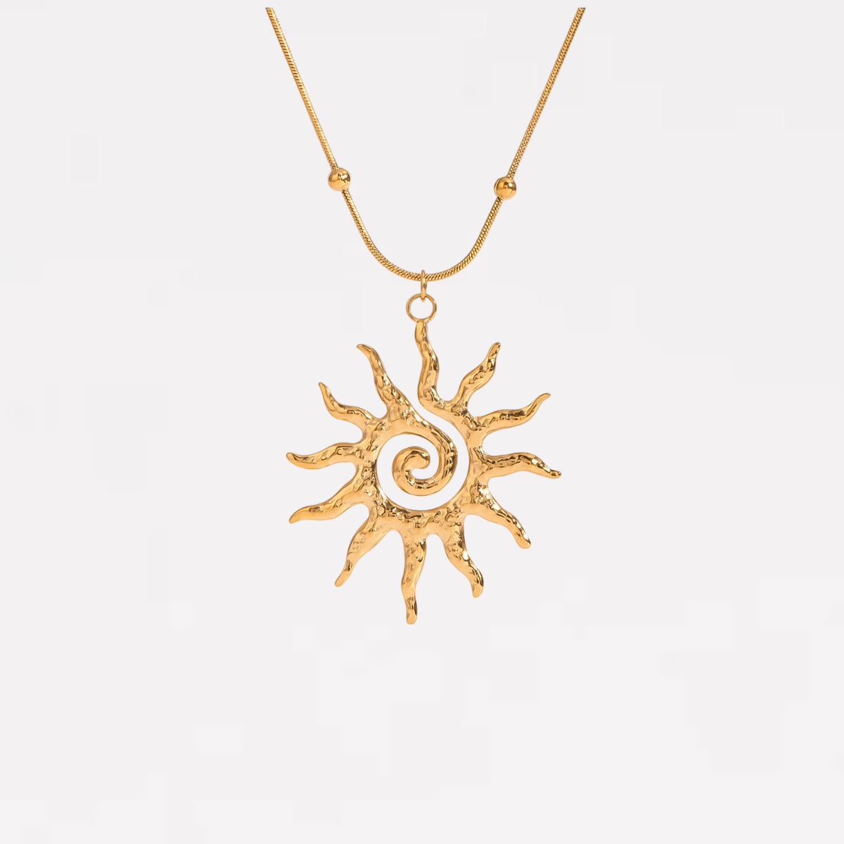 Hammered Sun Spiral Choker Necklaces