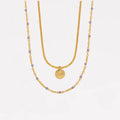 Enamel Bead & Coin Double Layer Necklaces