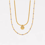 Enamel Bead & Coin Double Layer Necklaces