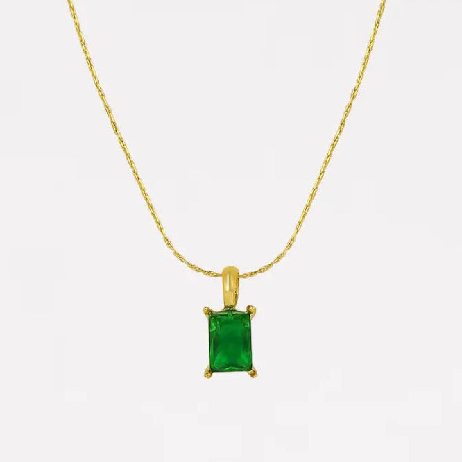 Emerald Cut Green Zircon Necklaces