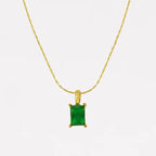 Emerald Cut Green Zircon Necklaces