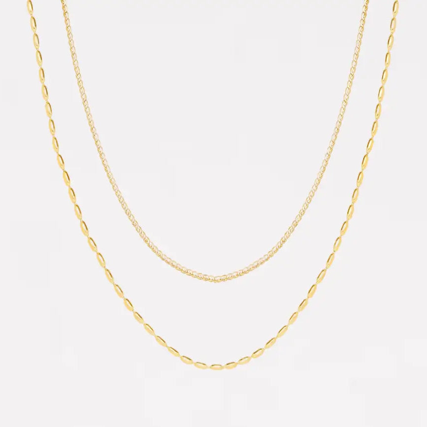 Beaded Rice Chain Double Layer Necklaces