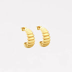 Ripple Ridge C-Hoop Earrings