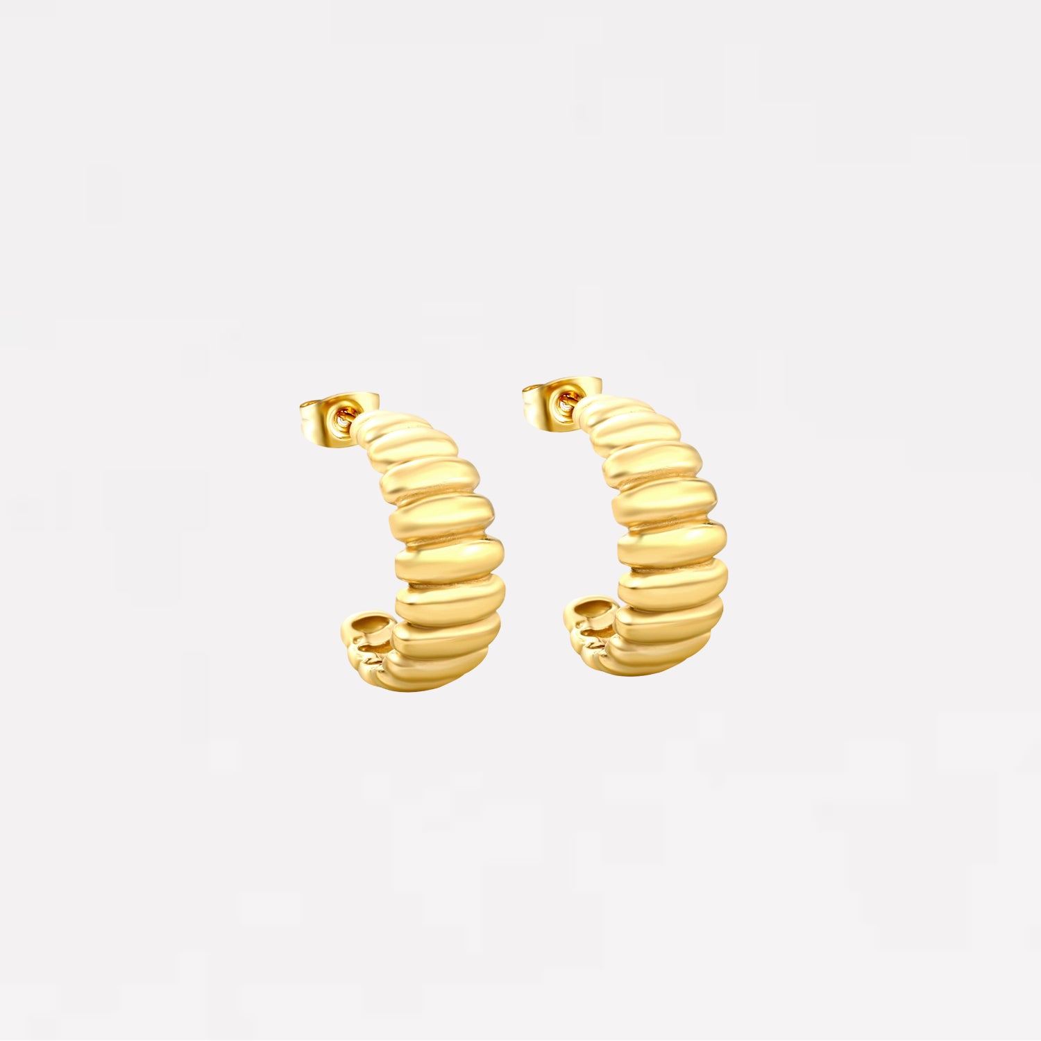 Ripple Ridge C-Hoop Earrings