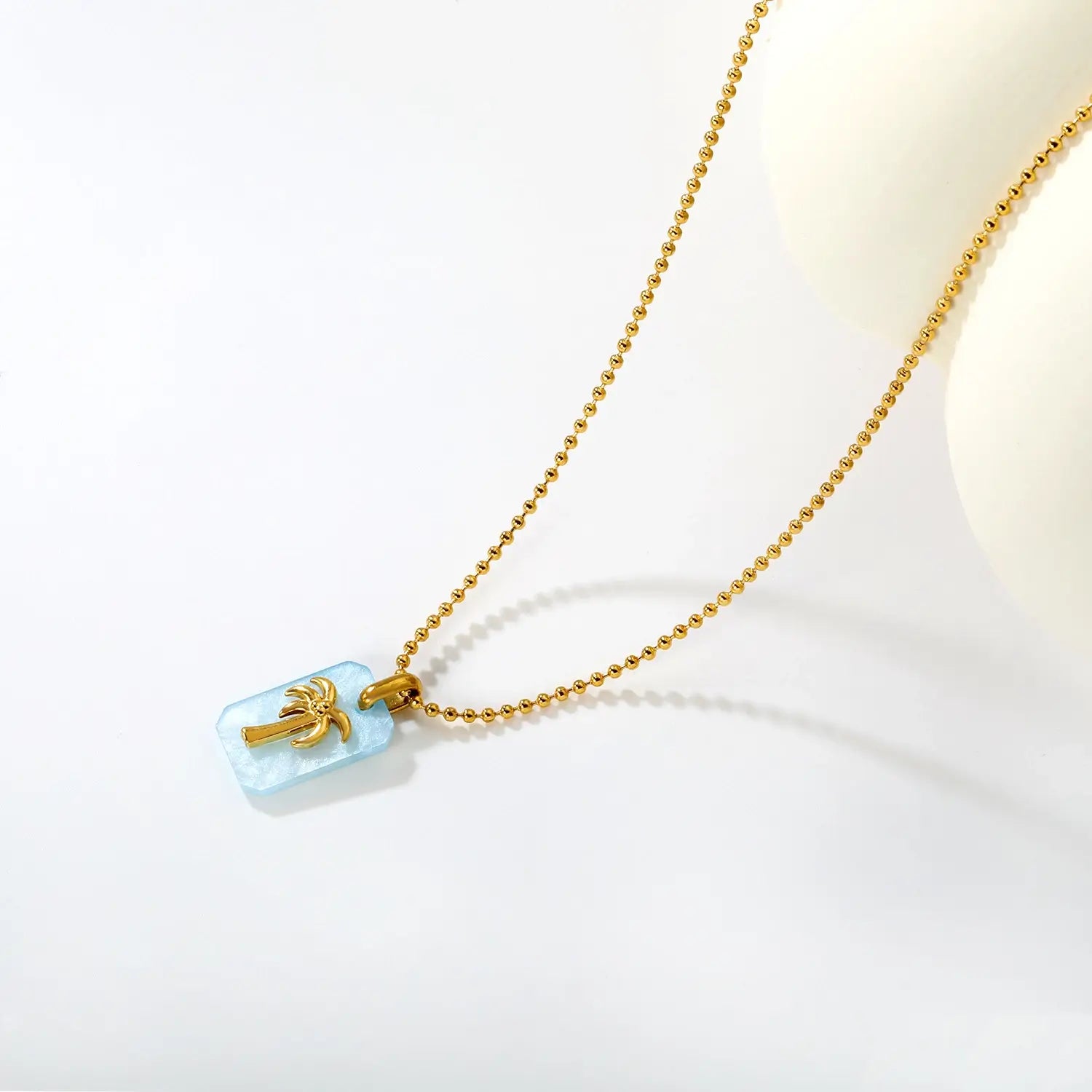 Aura Palm Acrylic Tag Necklace