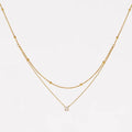 Beaded Satellite & Solitaire CZ Layered Necklaces