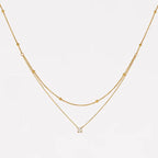 Beaded Satellite & Solitaire CZ Layered Necklaces
