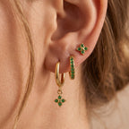 Clover Earrings‑Gold‑Green 3 Pieces