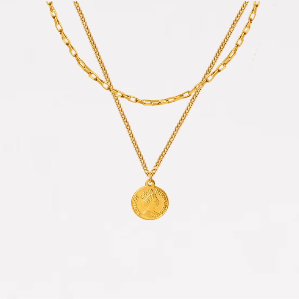 Queen Elizabeth Coin Layered Necklaces