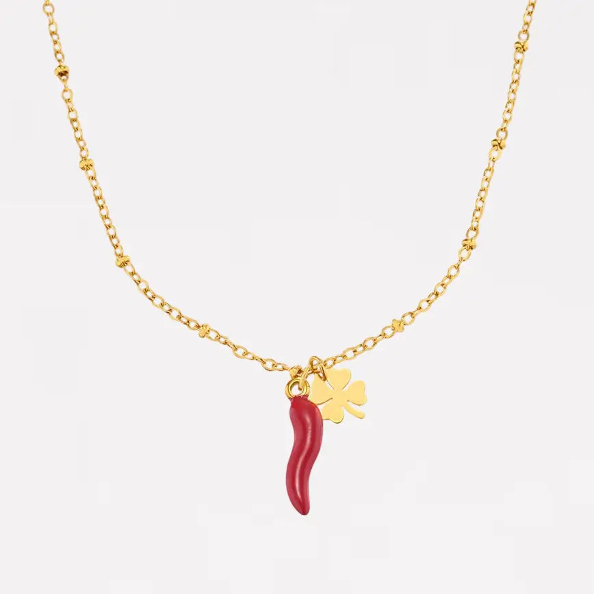 Lucky Chili Clover Station Necklaces