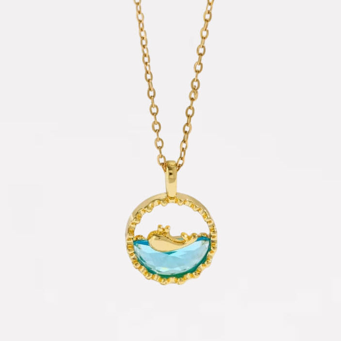 Whale in Blue Glass Stone Necklaces
