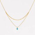 Opal Teardrop Layered Paperclip Necklaces