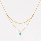 Opal Teardrop Layered Paperclip Necklaces
