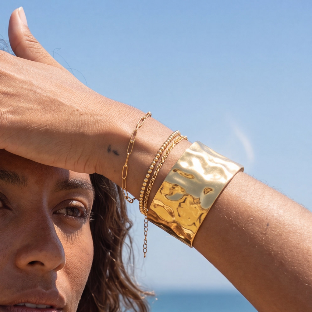 Crinkle Gold Cuff Bangle