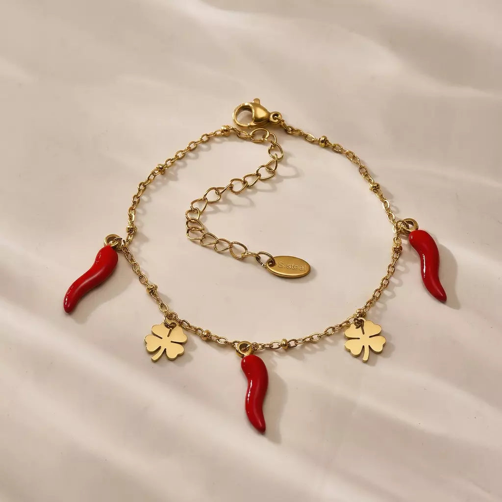 Chili Clover Charm Bracelet